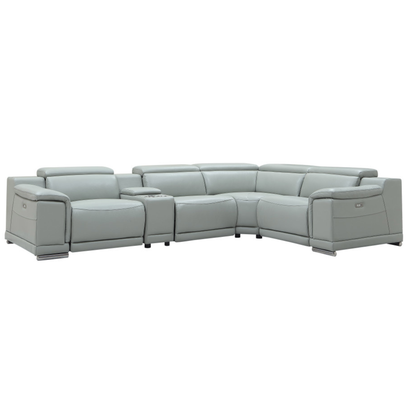 Gio Italia Haviano Leather Recliner Sectional Sofa with Console