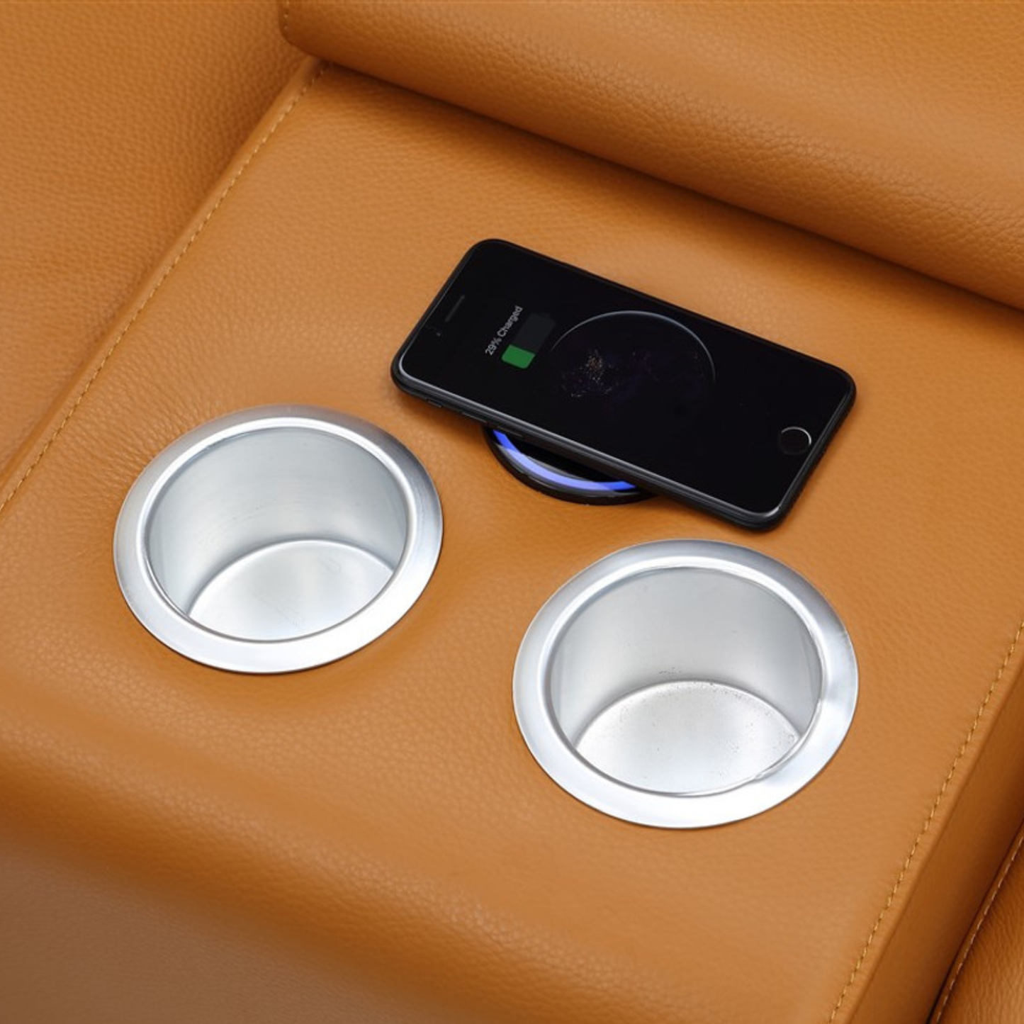 Gio Italia Haviano Leather Recliner Sectional Sofa with Console