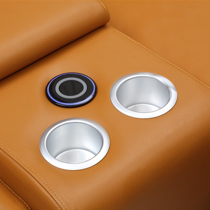 Gio Italia Haviano Leather Recliner Sectional Sofa with Console