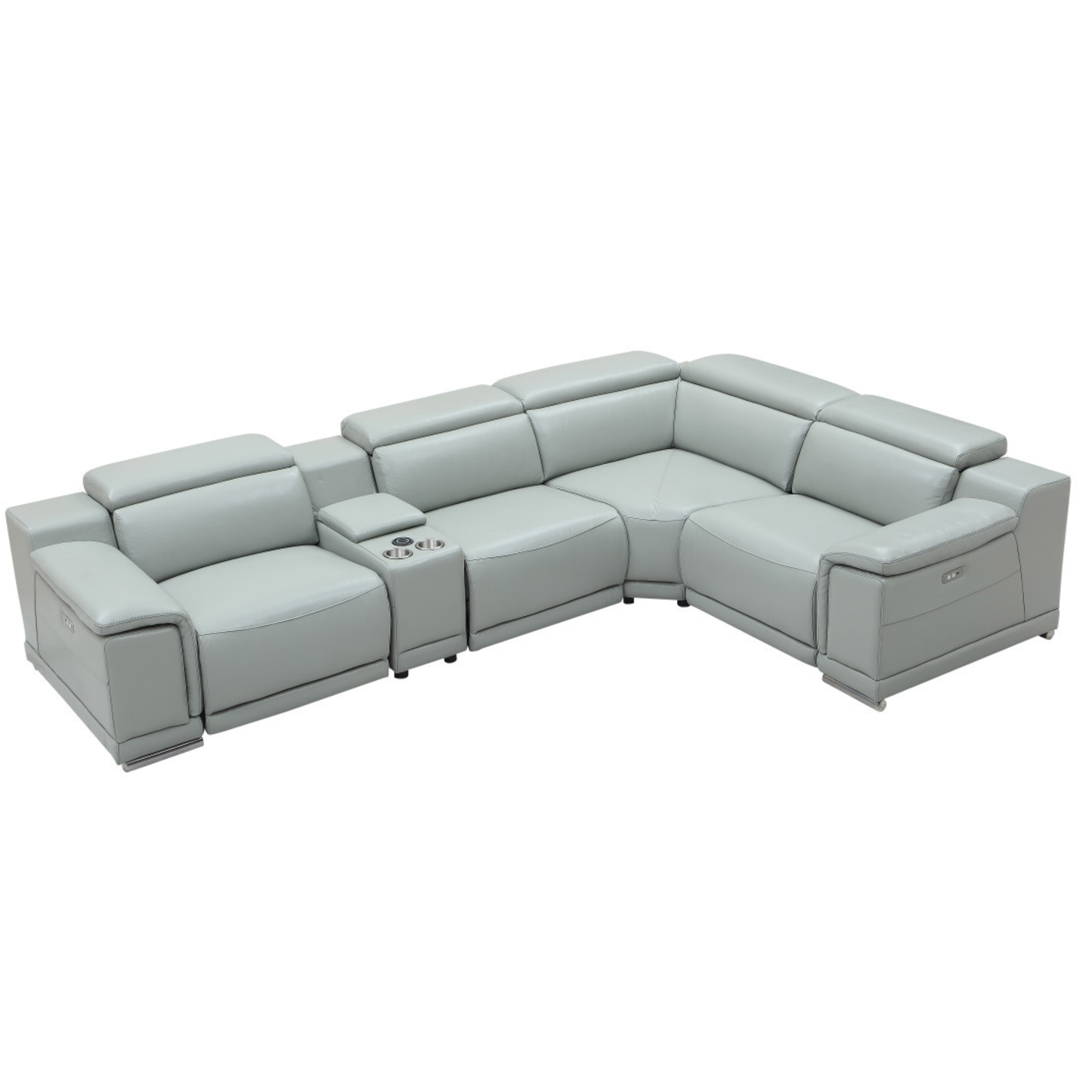 Gio Italia Haviano Leather Recliner Sectional Sofa with Console