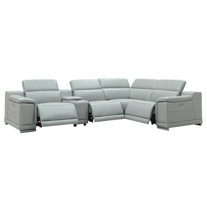 Gio Italia Haviano Leather Recliner Sectional Sofa with Console