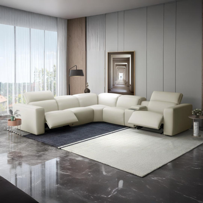 Gio Italia Ferrano Leather Sectional With Storage Console