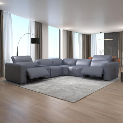 Gio Italia Ferrano Leather Sectional With Storage Console