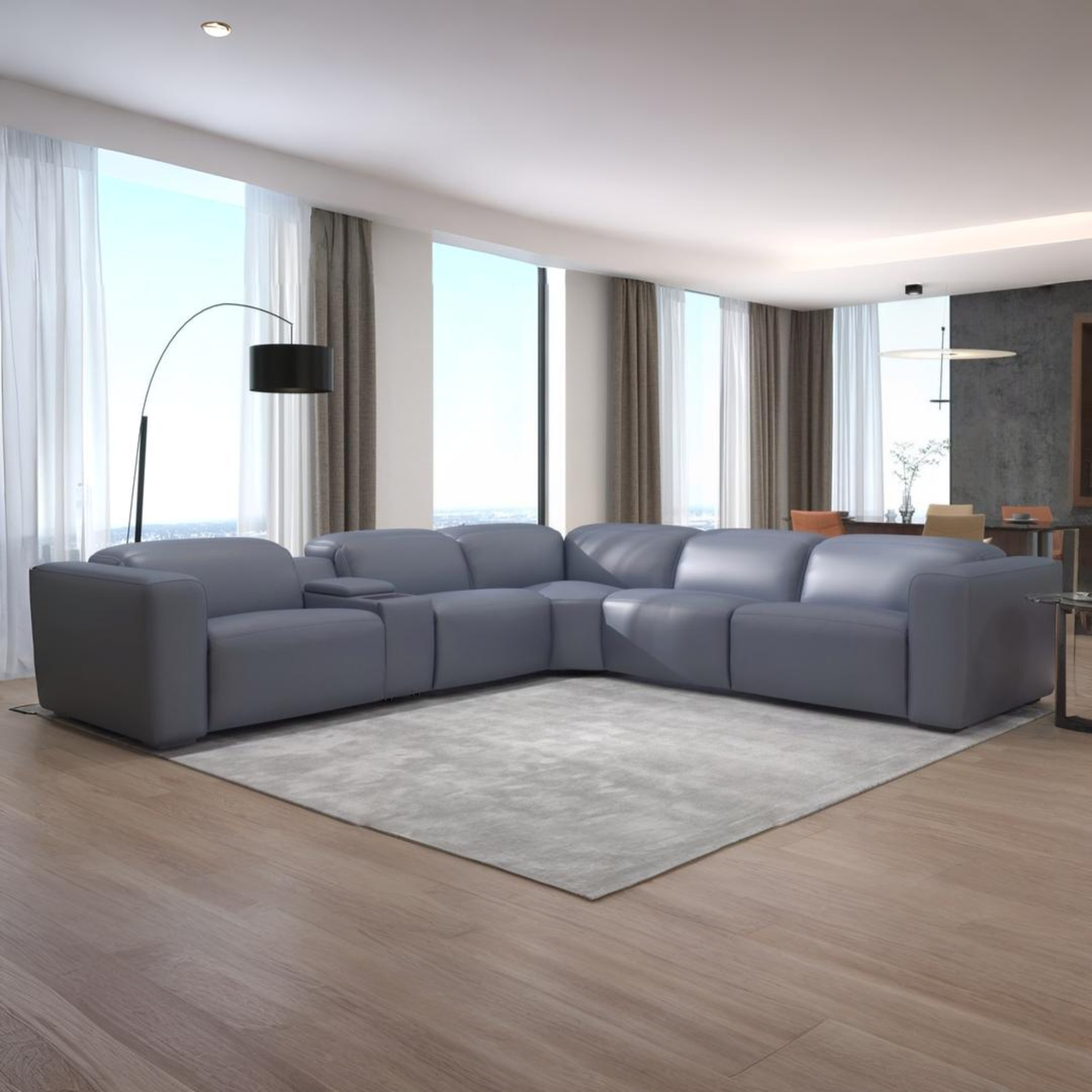 Gio Italia Ferrano Leather Sectional With Storage Console