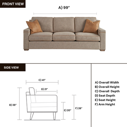 Universal Liam Brown Fabric 3-Seater Sofa