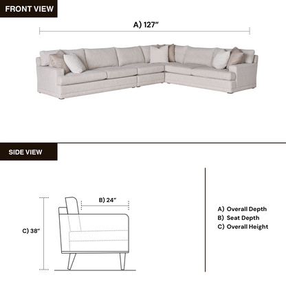 Universal Modular Hadlee Loveseat Sectional Sofa in Beige