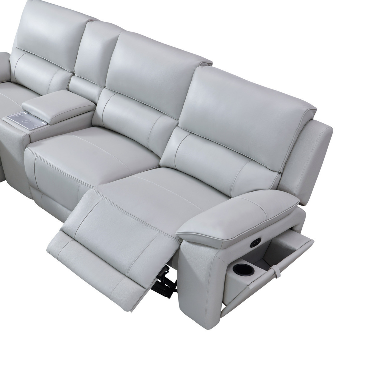 Gio Italia Hestino Leather Power Recliner Sectional with Chaise & Console-ComfortDesign