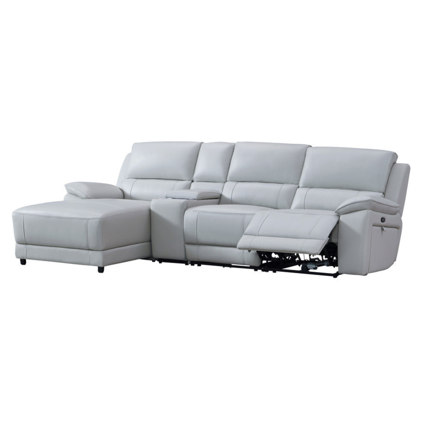 Gio Italia Hestino Leather Power Recliner Sectional with Chaise & Console-ComfortDesign