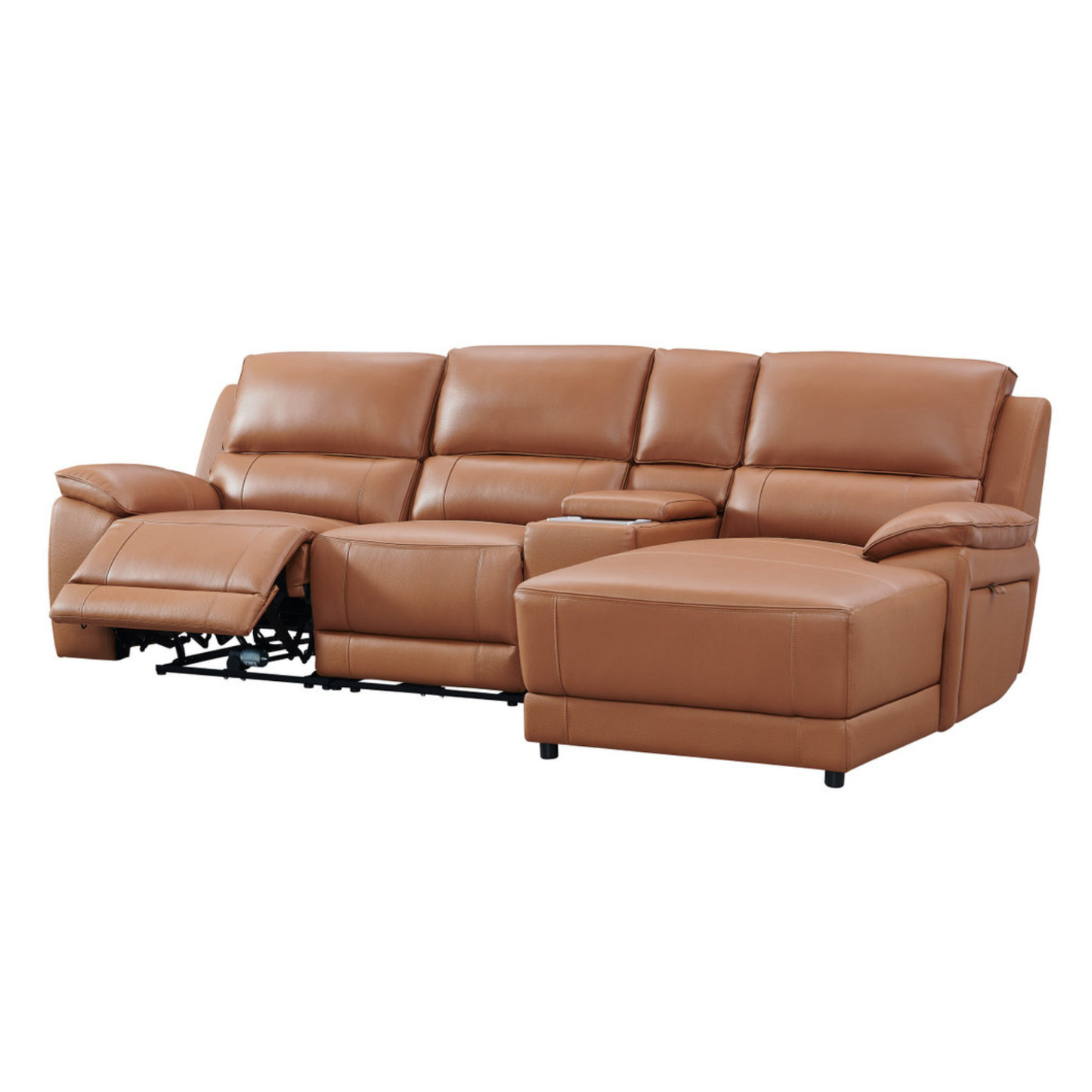 Gio Italia Hestino Leather Power Recliner Sectional with Chaise & Console-ComfortDesign