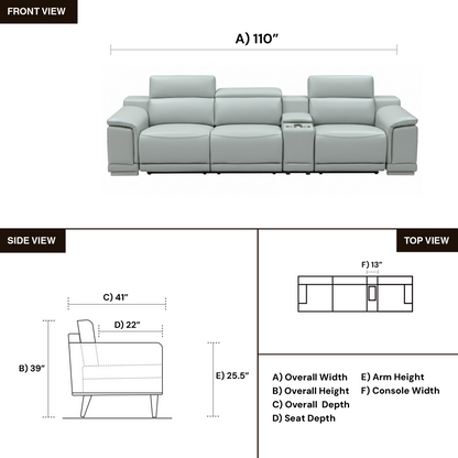 Gio Italia Haviano 3 Seater Leather Power Recliner Sofa