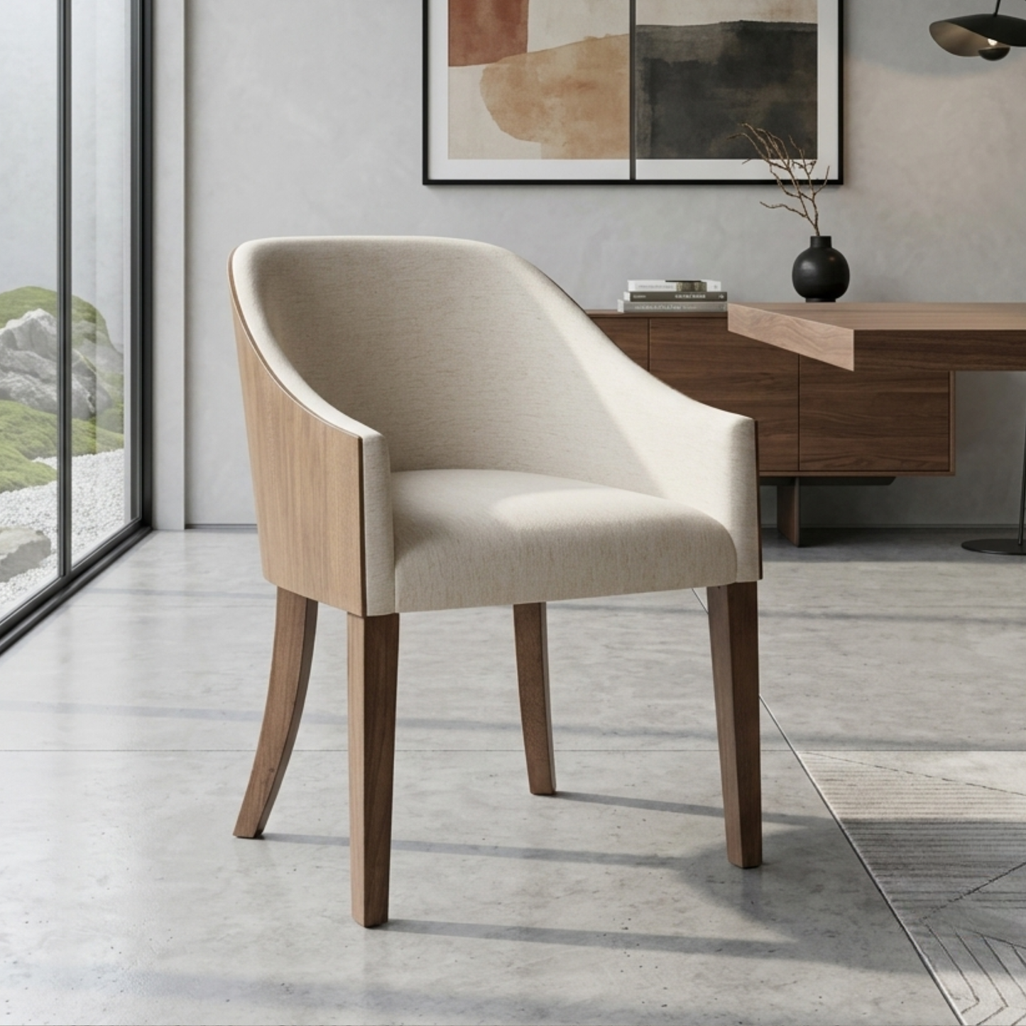 Universal Haze Shell-Back Upholstered Dining Arm Chair