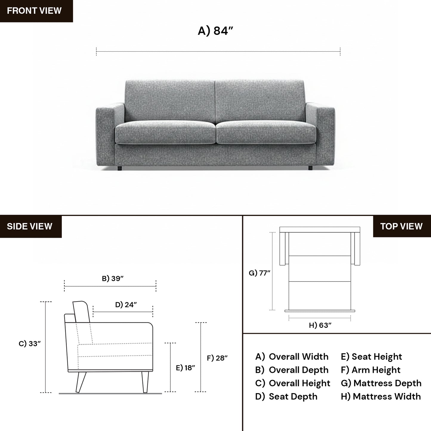 Innovation Living Carnell Fabric Queen Sleeper Sofa