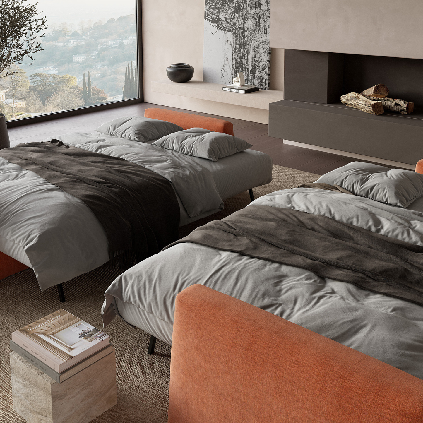 Innovation Living Cone Fabric Convertible Sofa Bed with Storage