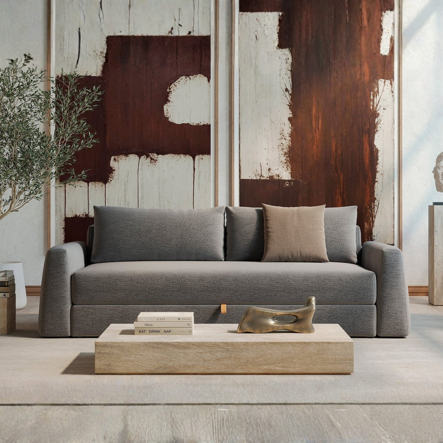 Innovation Living Cone Fabric Convertible Sofa Bed with Storage