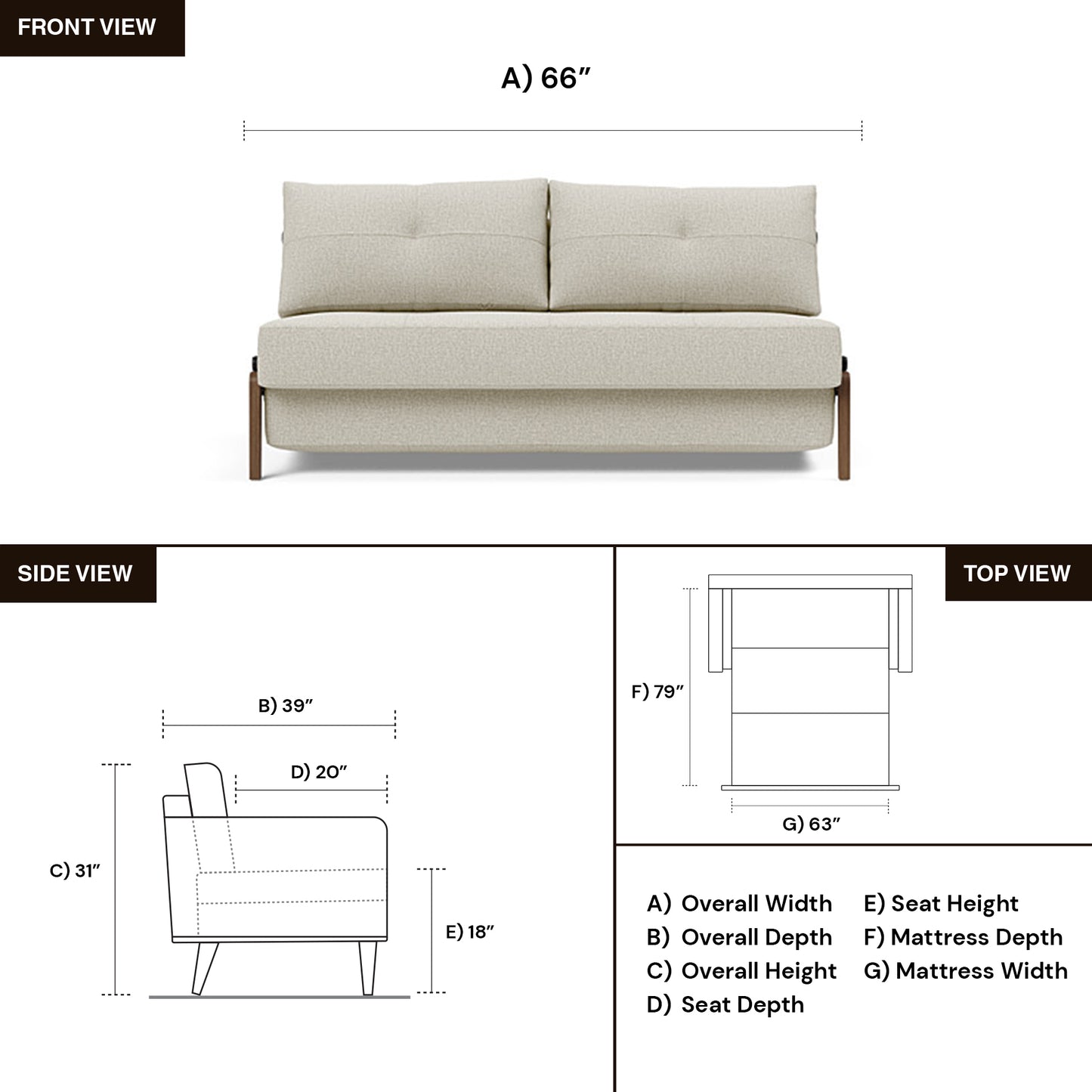 Innovation Living Cubed Fabric Queen Sleeper Sofa