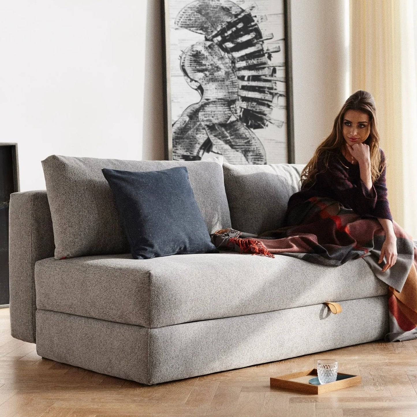 Innovation Living Osvald Fabric Queen Sleeper Sofa with Storage