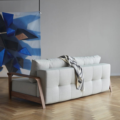 Innovation Living Ran Deluxe Fabric Lounger Sleeper Sofa with Wood Arms-comfortdesignfurniture
