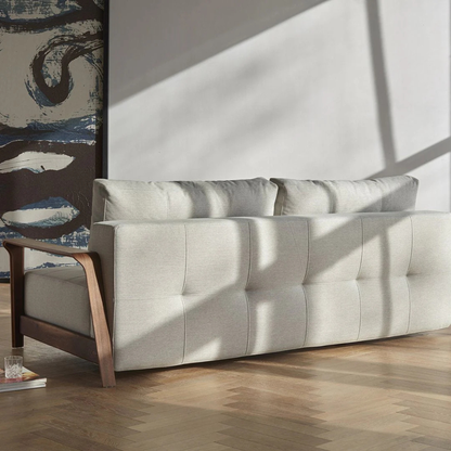Innovation Living Ran Deluxe Fabric Lounger Sleeper Sofa with Wood Arms-comfortdesignfurniture