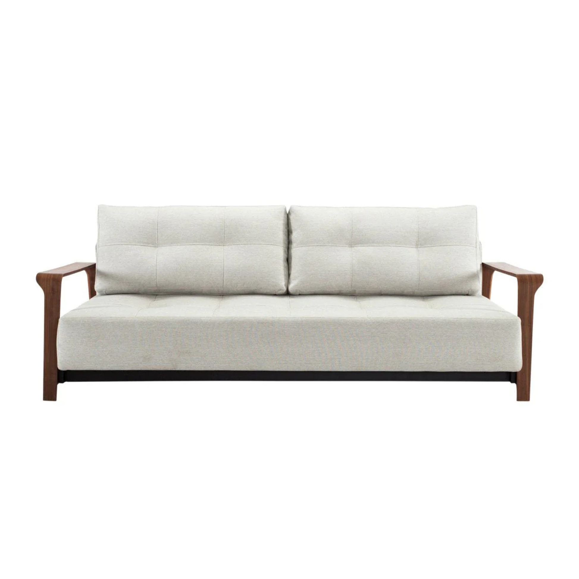 Innovation Living Ran Deluxe Fabric Lounger Sleeper Sofa with Wood Arms-comfortdesignfurniture