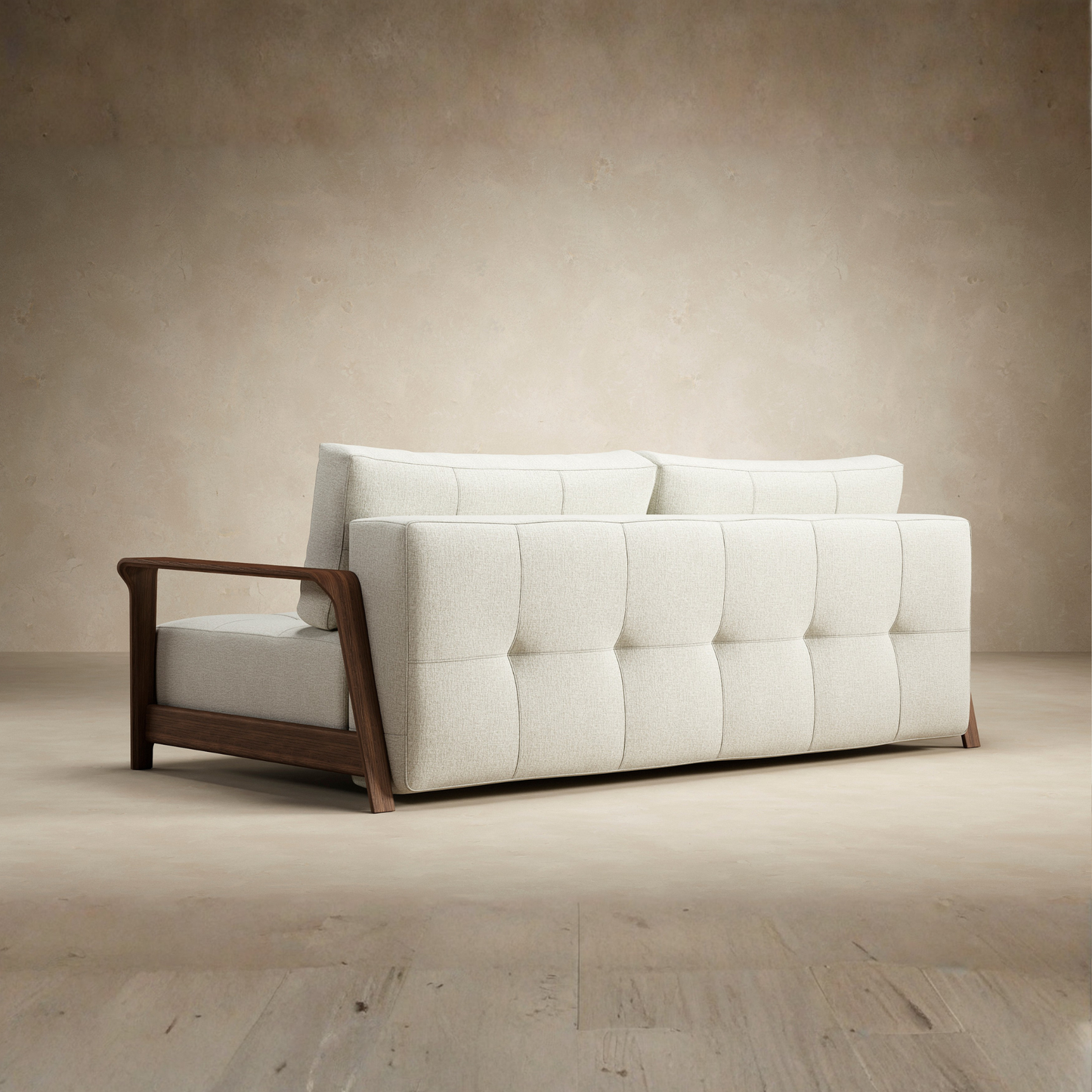Innovation Living Ran Deluxe Fabric Lounger Sleeper Sofa with Wood Arms-comfortdesignfurniture