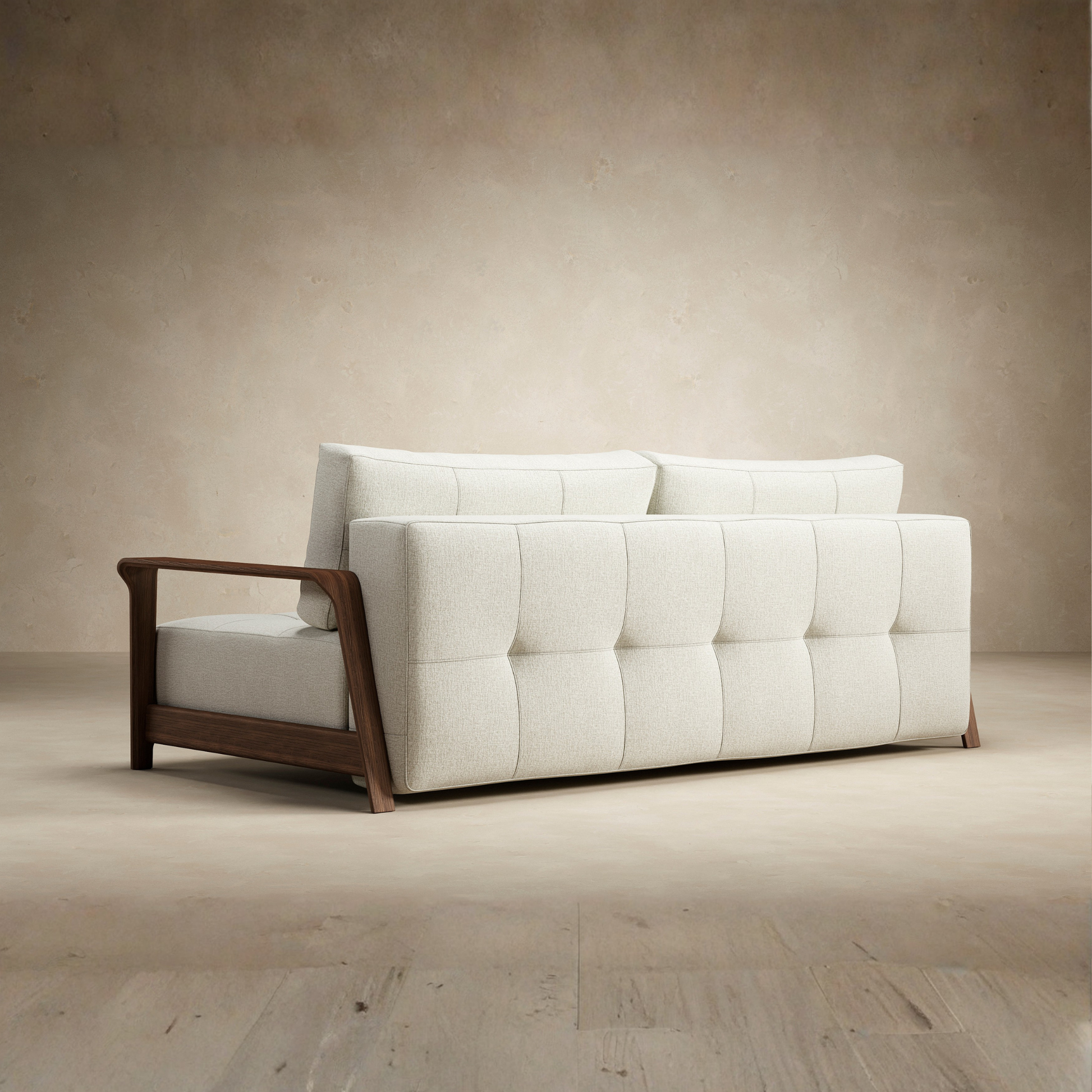 Innovation Living Ran Deluxe Fabric Lounger Sleeper Sofa with Wood Arms-comfortdesignfurniture