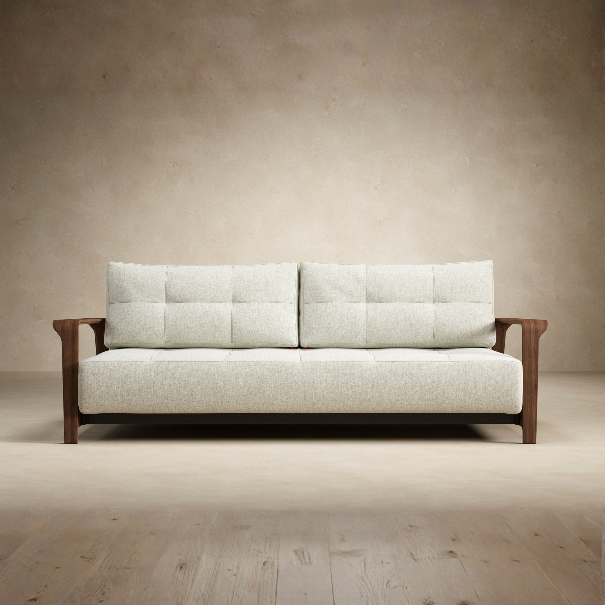 Innovation Living Ran Deluxe Fabric Lounger Sleeper Sofa with Wood Arms-comfortdesignfurniture
