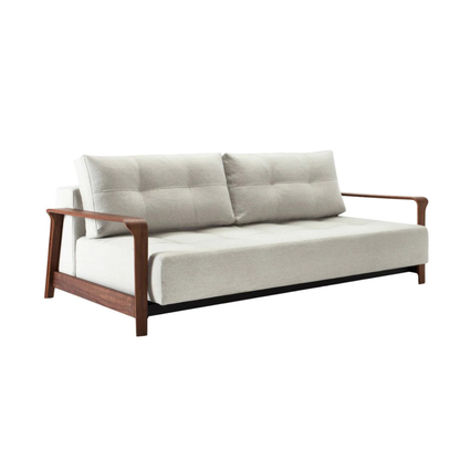 Innovation Living Ran Deluxe Fabric Lounger Sleeper Sofa with Wood Arms-comfortdesignfurniture