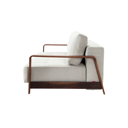 Innovation Living Ran Deluxe Fabric Lounger Sleeper Sofa with Wood Arms-comfortdesignfurniture