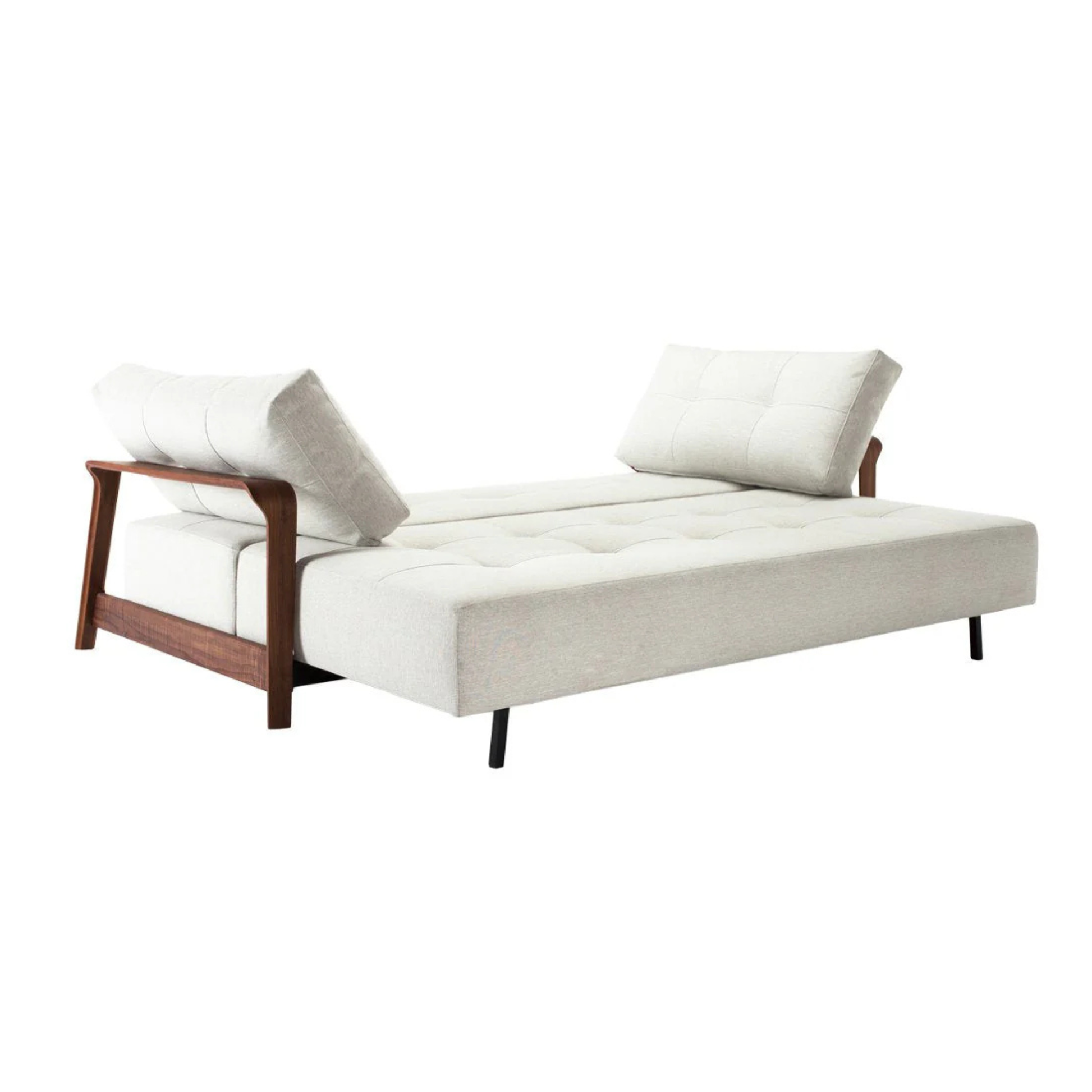 Innovation Living Ran Deluxe Fabric Lounger Sleeper Sofa with Wood Arms-comfortdesignfurniture