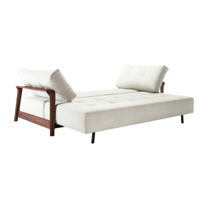 Innovation Living Ran Deluxe Fabric Lounger Sleeper Sofa with Wood Arms-comfortdesignfurniture
