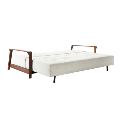 Innovation Living Ran Deluxe Fabric Lounger Sleeper Sofa with Wood Arms-comfortdesignfurniture