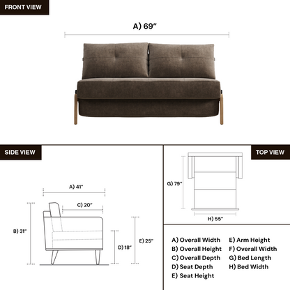 Innovation Living Cubed Fabric Full Sleeper Sofa