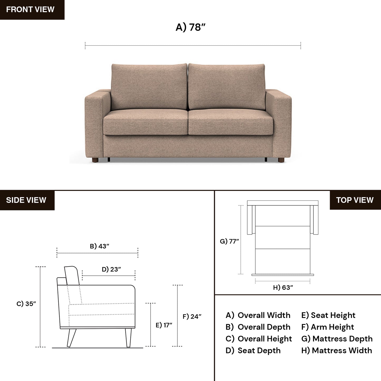 Innovation Living Neah Fabric Queen Sleeper Sofa