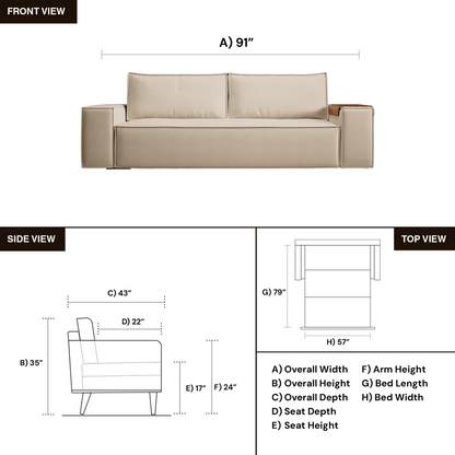 Innovation Living Newilla Fabric Queen Sleeper Sofa With Multiple Arm Style