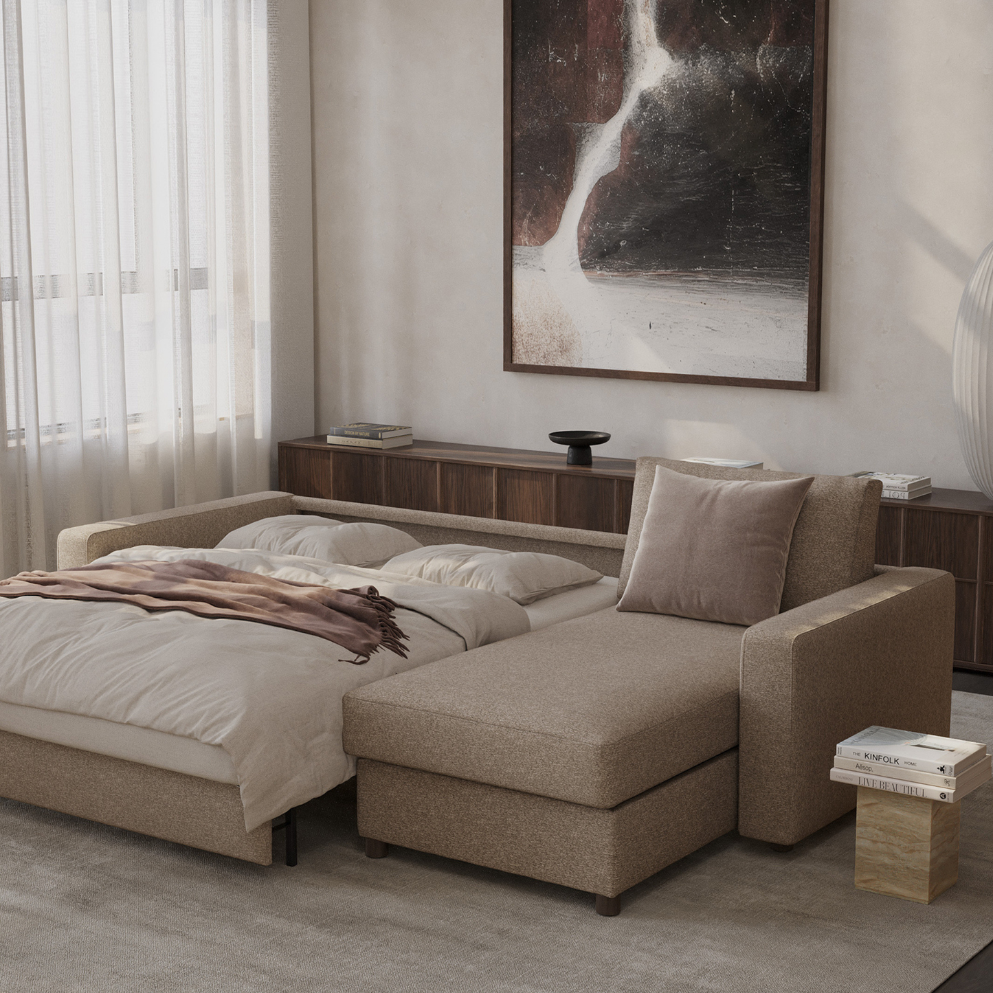 Innovation Living Newilla L‑Shaped Sectional Lounger Sleeper Sofa