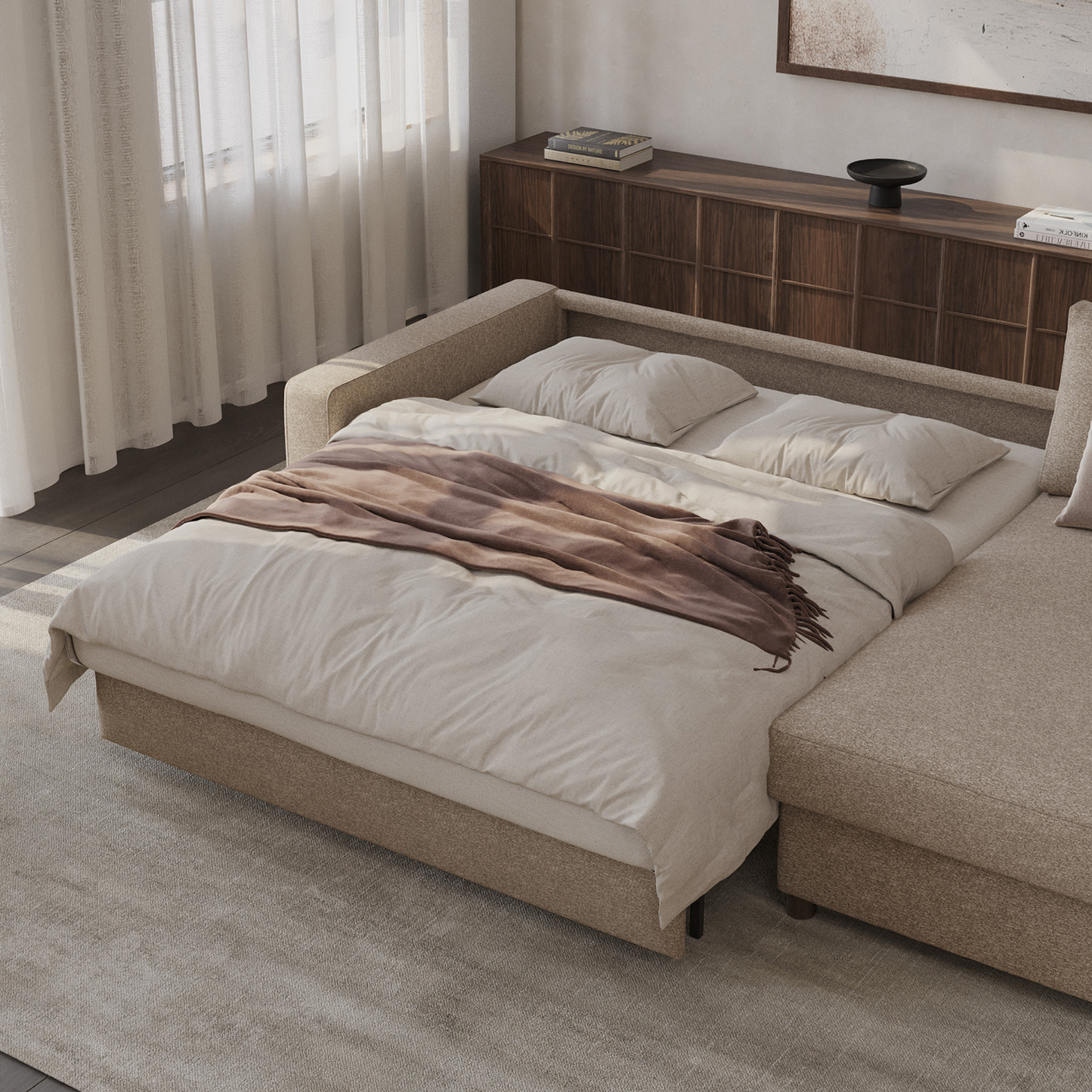 Innovation Living Newilla L‑Shaped Sectional Lounger Sleeper Sofa