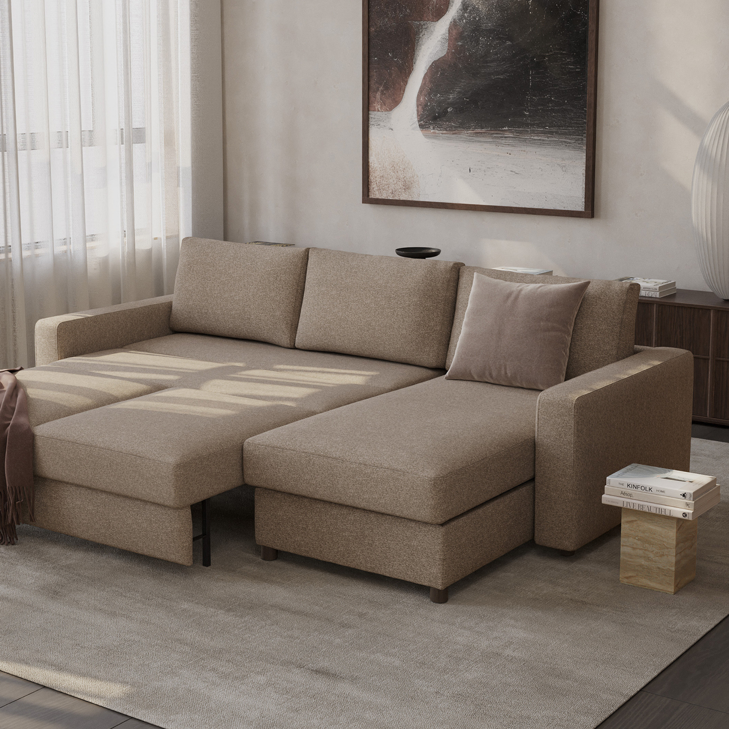 Innovation Living Newilla L‑Shaped Sectional Lounger Sleeper Sofa