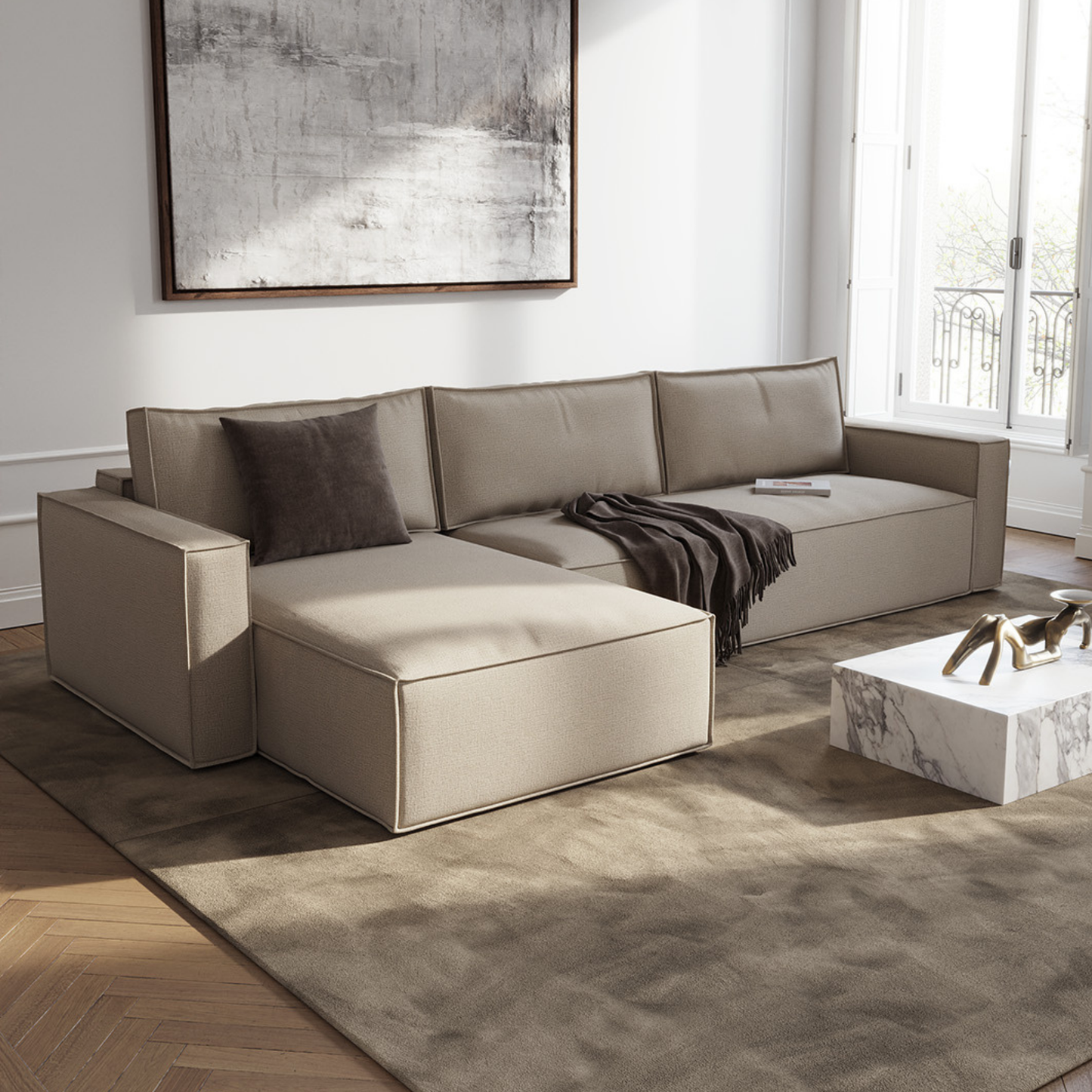 Innovation Living Newilla L‑Shaped Sectional Lounger Sleeper Sofa