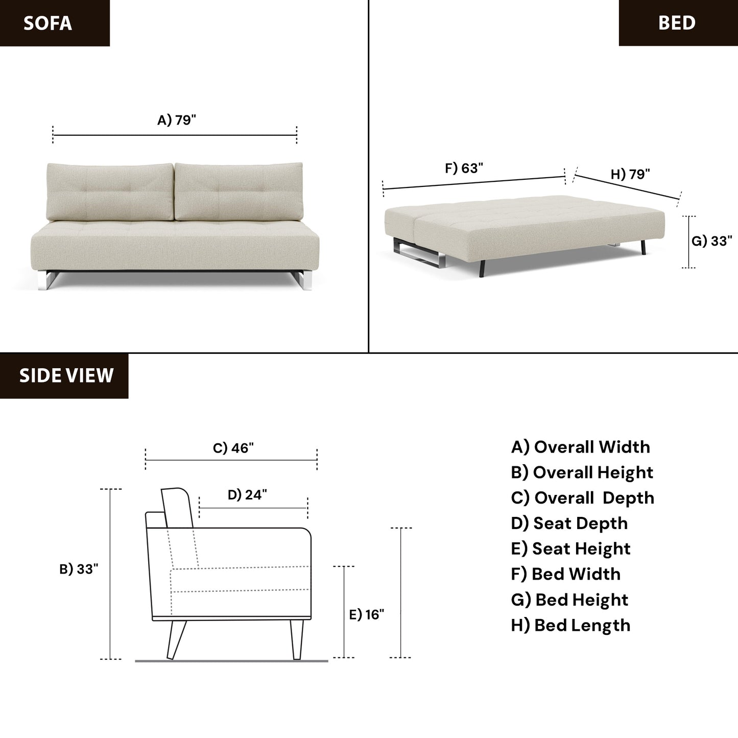 Innovation Living Supremax Fabric Sleeper Sofa with Ottoman