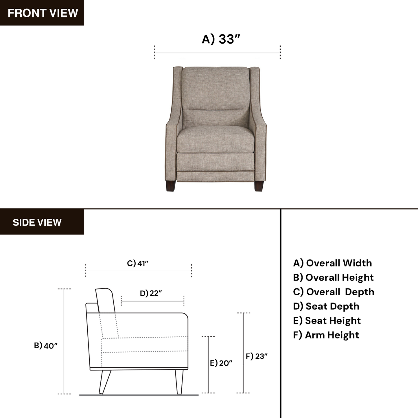 Universal Furniture Kelce Dual Power Recliner Chair in Brown