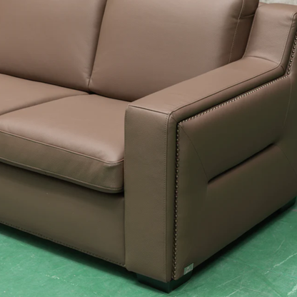 Kathy Ireland Alaves 3-Seater Brown Leather Queen Sleeper Sofa