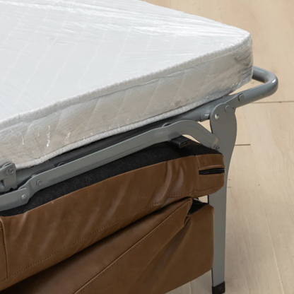 Kathy Ireland Alaves 3-Seater Brown Leather Queen Sleeper Sofa