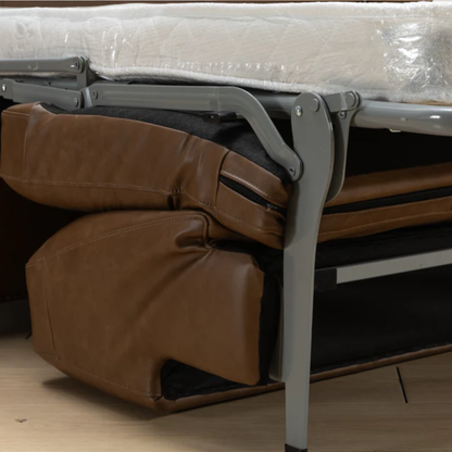 Kathy Ireland Alaves 3-Seater Brown Leather Queen Sleeper Sofa