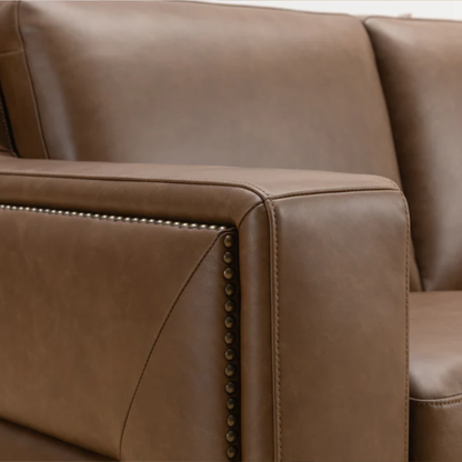 Kathy Ireland Alaves 3-Seater Brown Leather Queen Sleeper Sofa