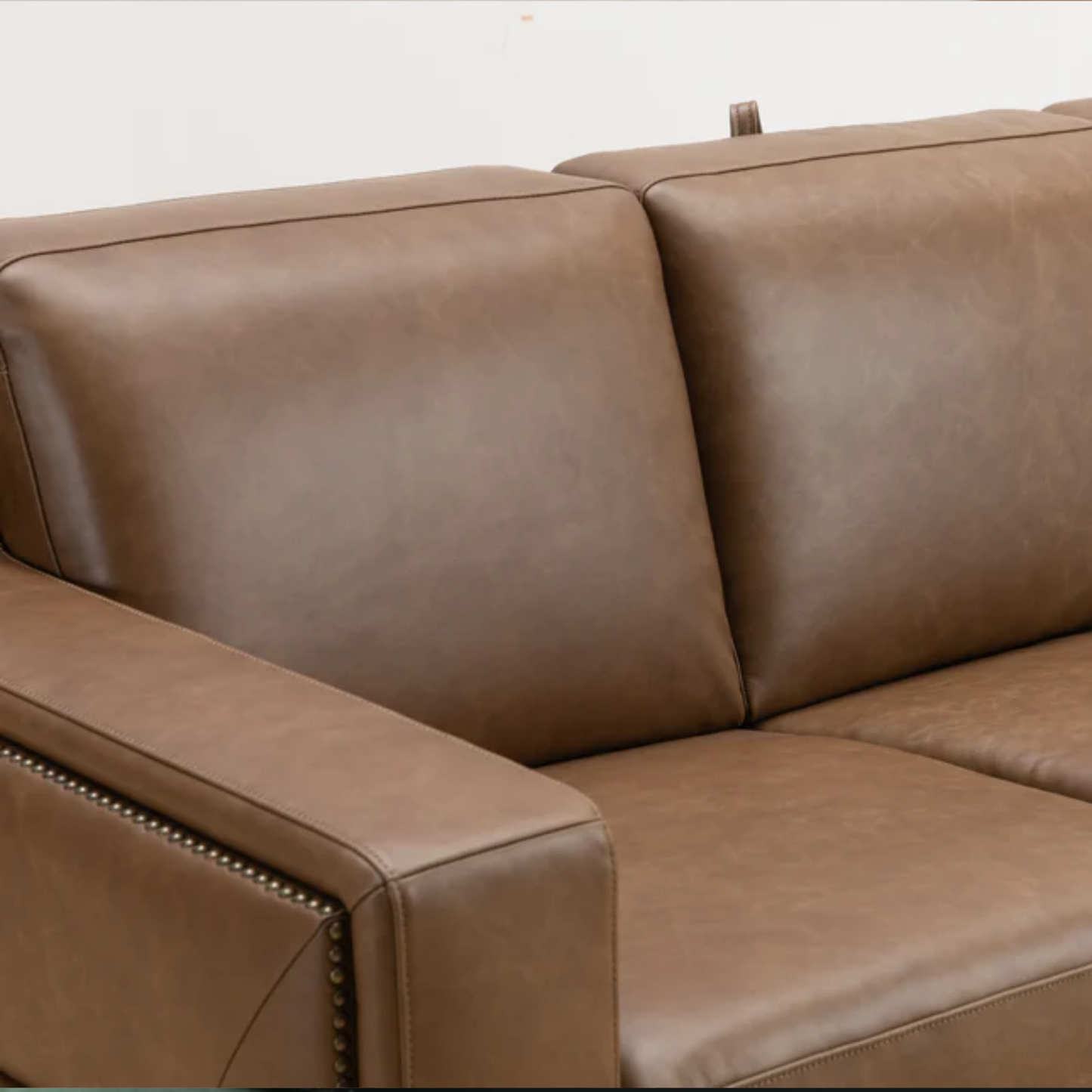 Kathy Ireland Alaves 3-Seater Brown Leather Queen Sleeper Sofa