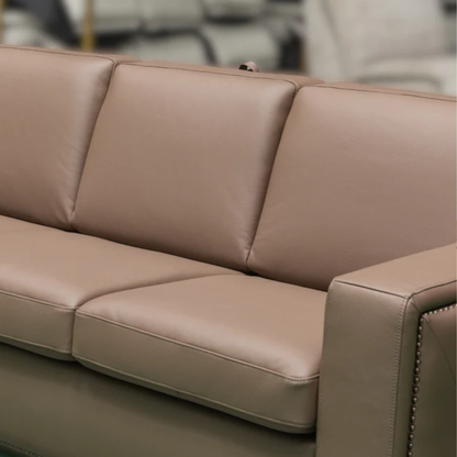 Kathy Ireland Alaves 3-Seater Brown Leather Queen Sleeper Sofa