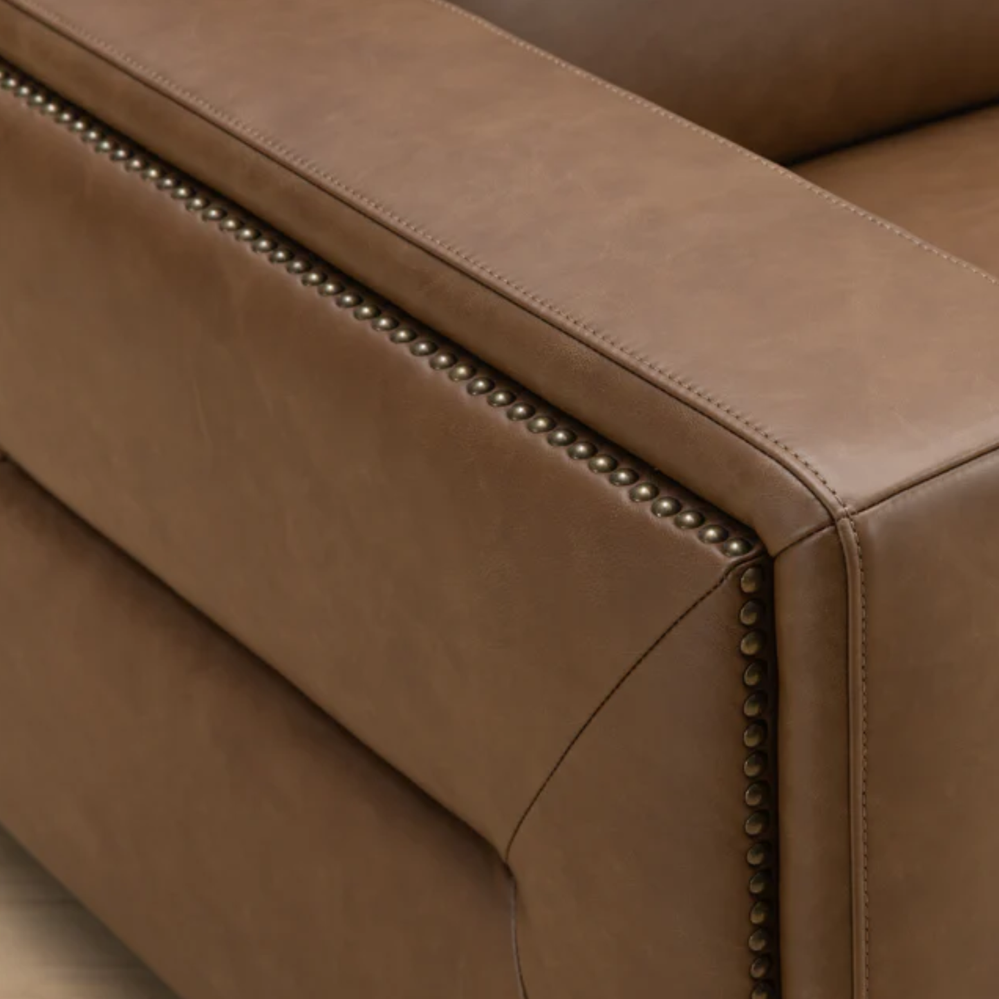 Kathy Ireland Alaves 3-Seater Brown Leather Queen Sleeper Sofa