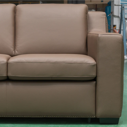 Kathy Ireland Alaves 3-Seater Brown Leather Queen Sleeper Sofa