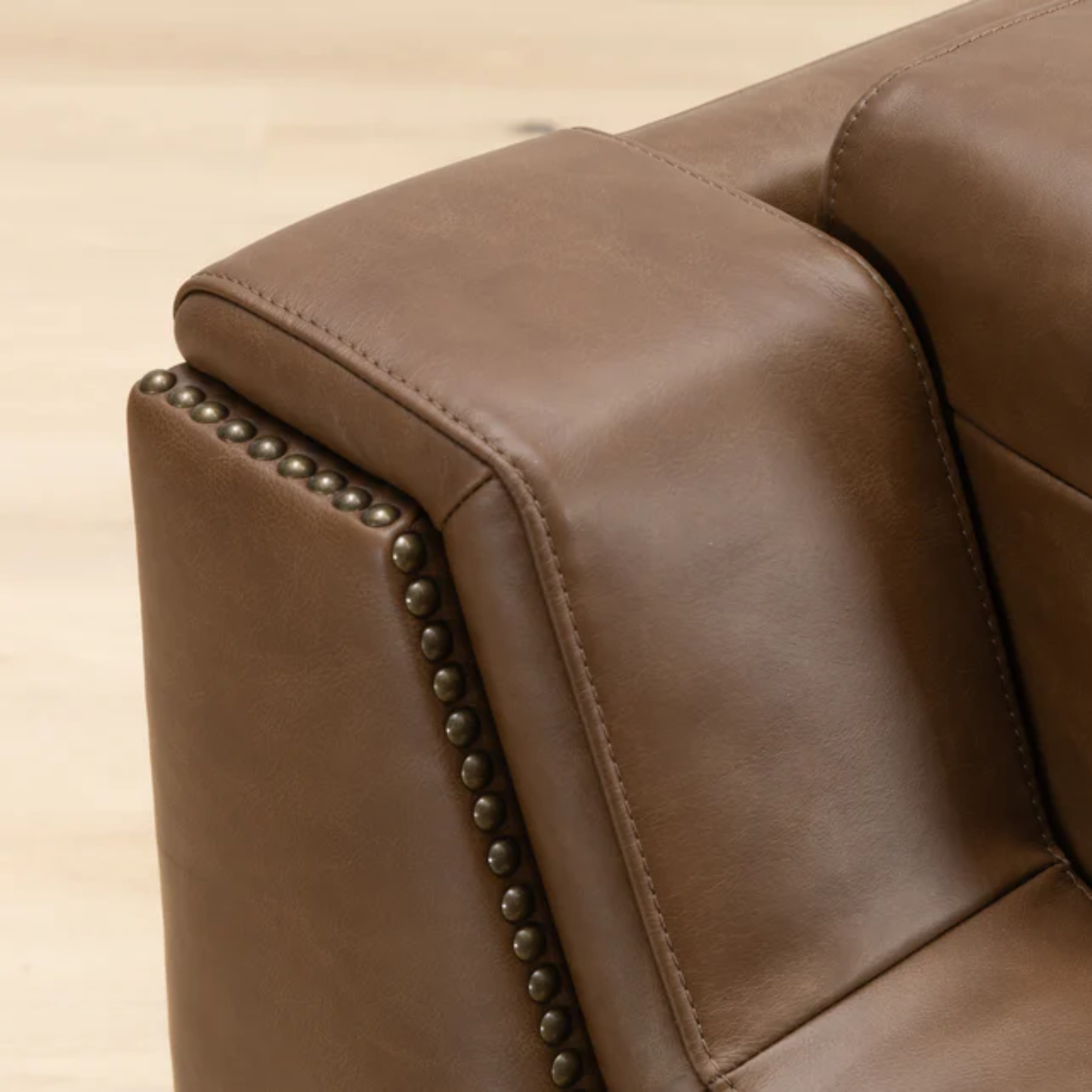 Kathy Ireland Alaves 3-Seater Brown Leather Queen Sleeper Sofa