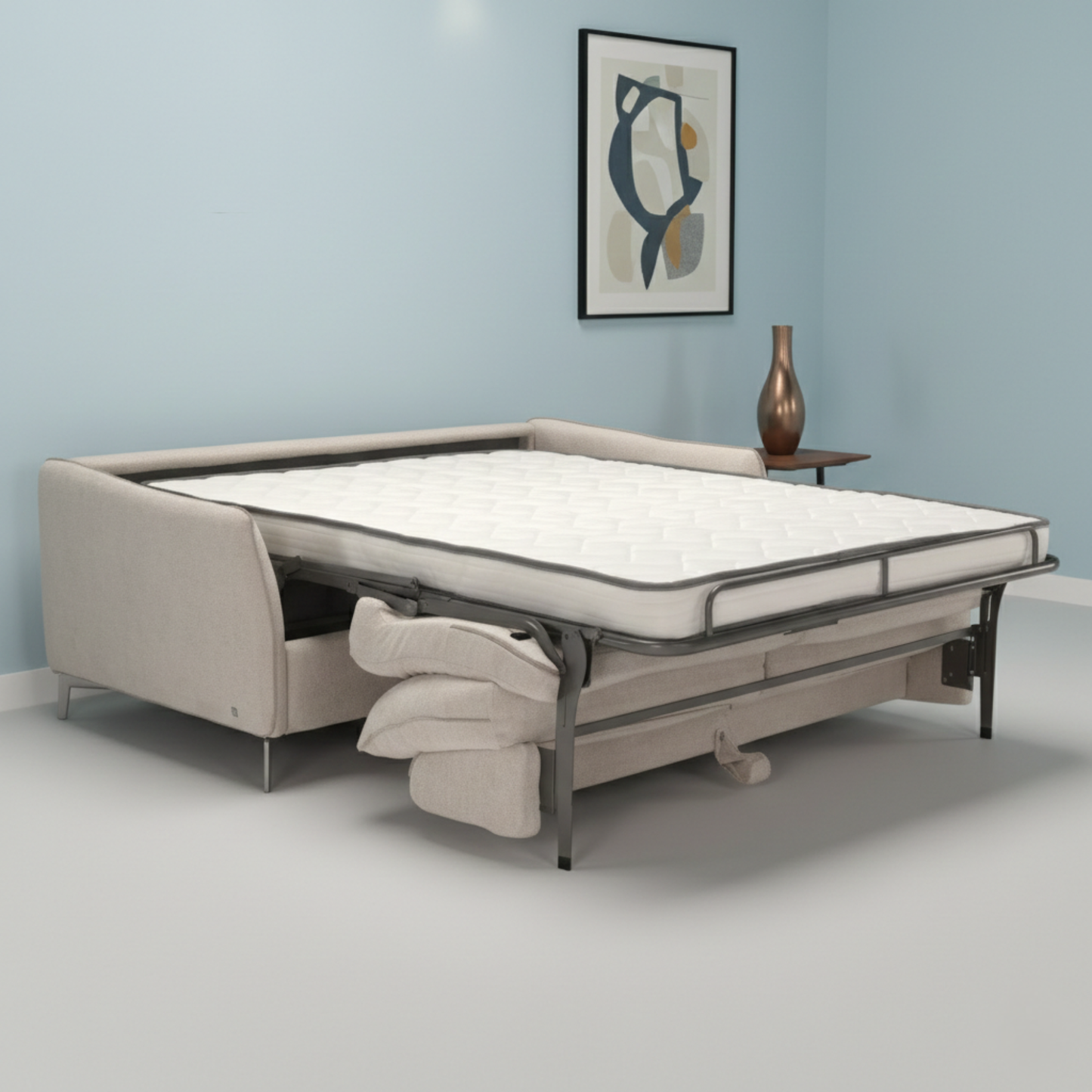 Kathy Ireland Fiora Fabric Sleeper Sofa With Easy Open Mechanism